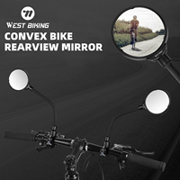 WEST BIKING 1/2PCS Bike Mirror Bicycle Handlebar Rearview Mirror Adjustable Wide Angle Rear View Convex Mirror Cycling Accessory