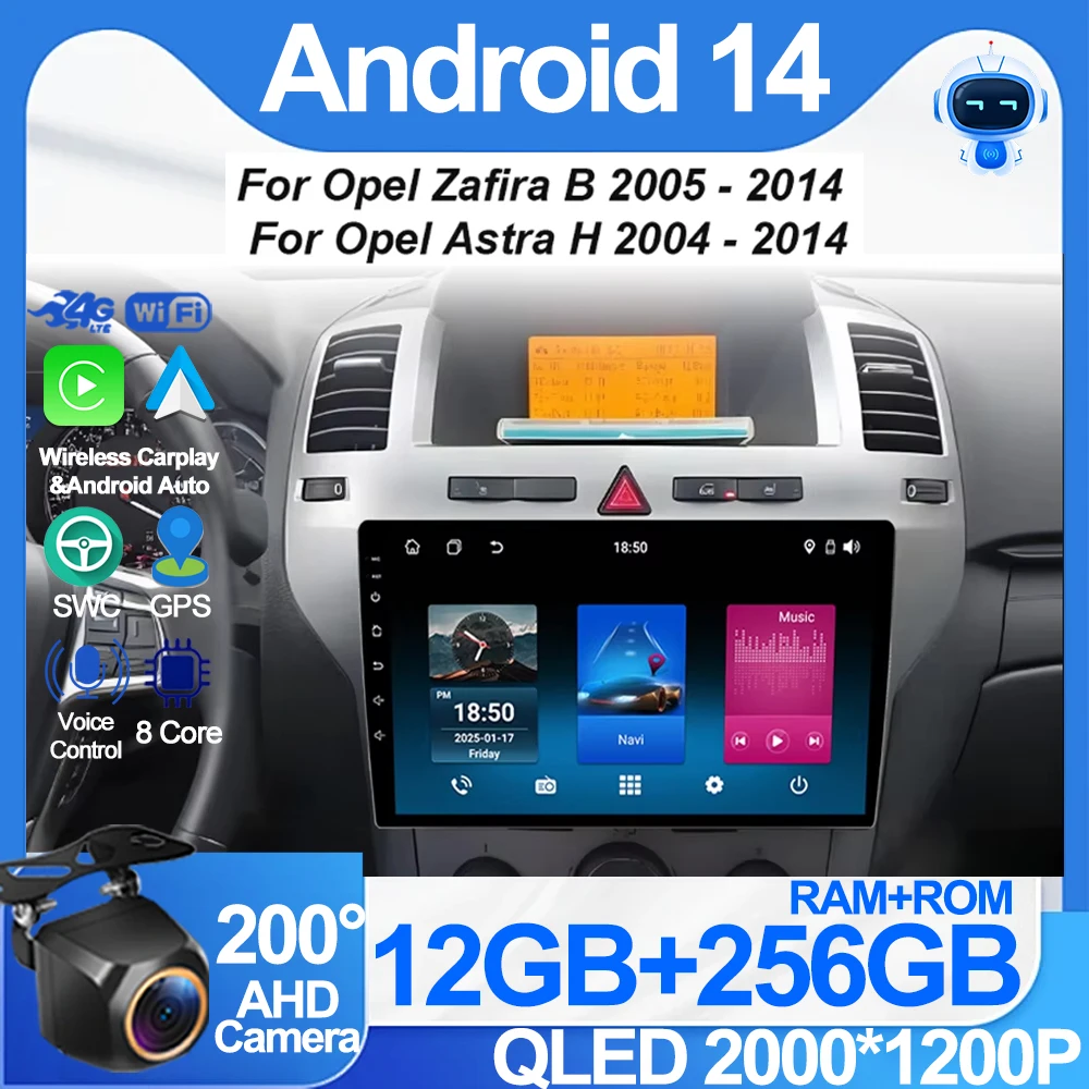 

Android For Opel Zafira B 2005 - 2014 For Opel Astra H 2004 - 2014 GPS Car Radio Navigation Multimedia Video Player Stereo BT