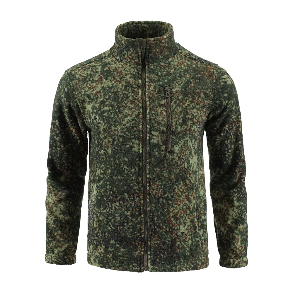 ESDY Fleece Jacket Stand-Up Collar Winter Double-sided Fleece Cardigan Inner Liner Warm Work Outdoor Camo Tactical Coats Men
