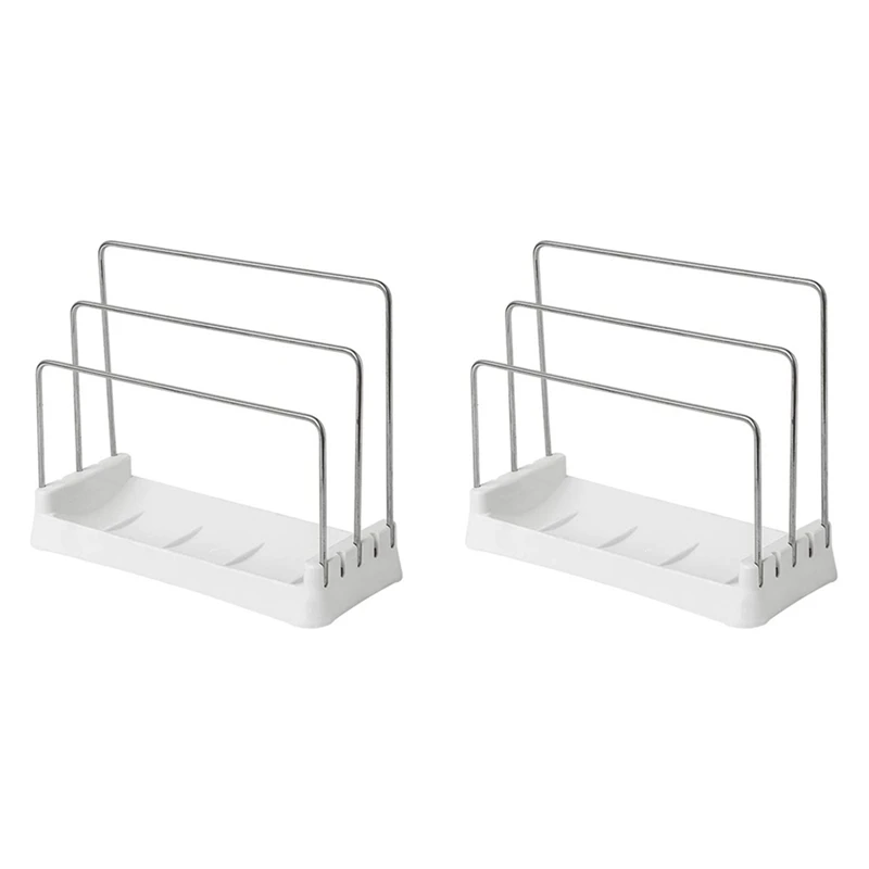 

2X Cutting Boards Holder, Organizer Pantry Rack Bakeware Holder Chopping Board Kitchen Countertop Storage White