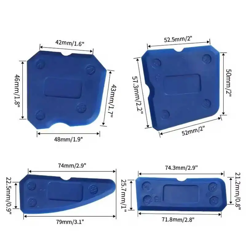 4-Piece Silicone Caulking Tool Set - Versatile, Easy Clean-up, & Professional Sealant Spreading