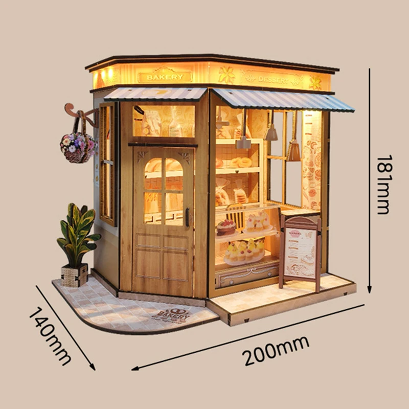 DIY ไม้เบเกอรี่ House Cottage Miniature Building ชุดบ้านตุ๊กตาเฟอร์นิเจอร์ Casa ตุ๊กตาสําหรับของขวัญวันเกิดเพื่อน