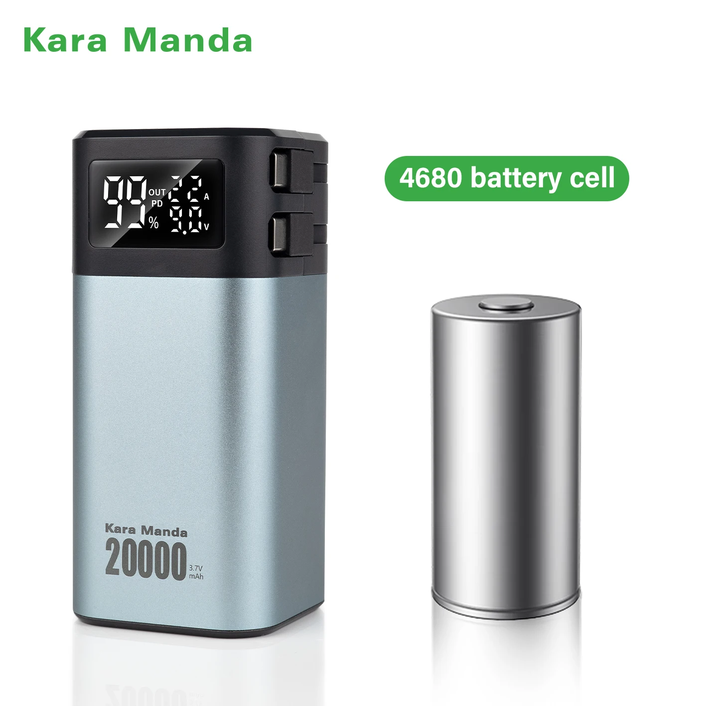 New Arrivals Large Capacity 20000mAh 2000 Cycle Power Banks Fast Charging and Two Charging Cables Mobile Power Bank