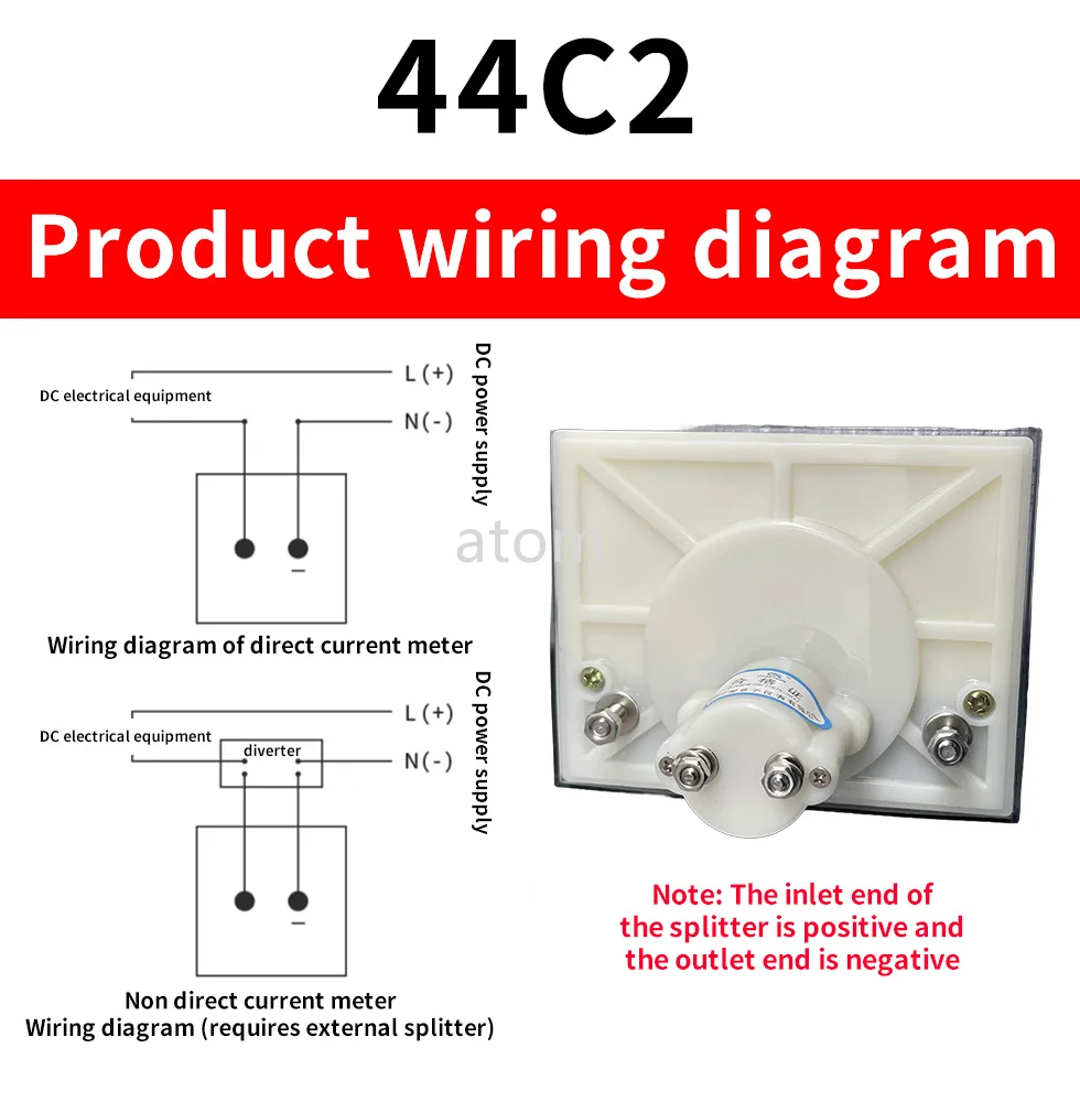 44C2 DC ammeter analog panel pointer ammeter DC 1A 3A 5A 10A 15A 20A 30A 50A 75A 100A 150A 300A 450A 500A Amperemeter