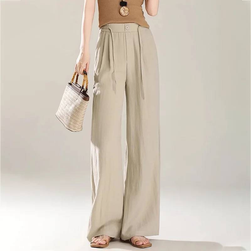 

Tencel Linen Pants Women High Waist Loose Wide Leg Comfortable Casual