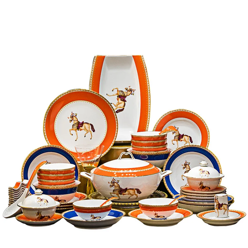 CX Household European Phnom Penh Jingdezhen Ceramic Tableware Set Ceramic Bowls, Plates, Spoons, Gifts