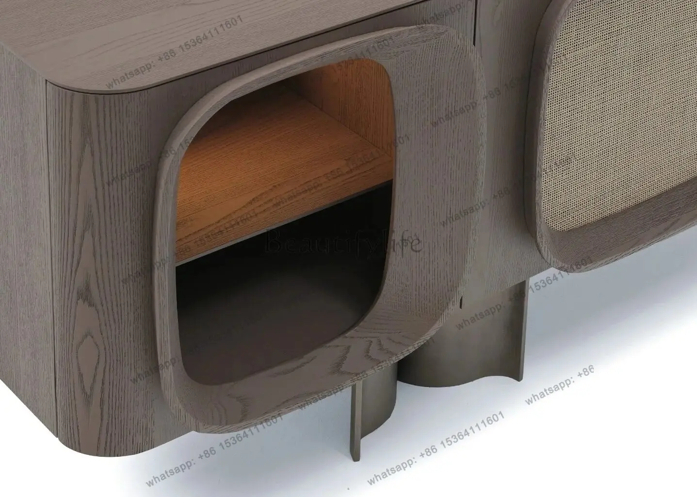 Medieval solid wood TV cabinet, retro living room floor-to-ceiling homestay Italian light luxury locker