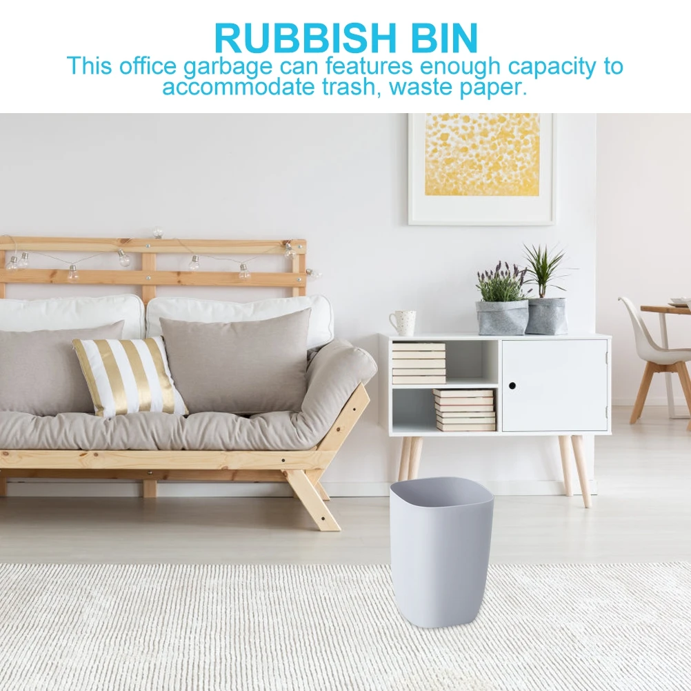 

Modern Grey Trash Bin For Office Home Garbage Can Non-Slip Wear-Resistant Waste Basket Container For Bathroom Bedroom Storage