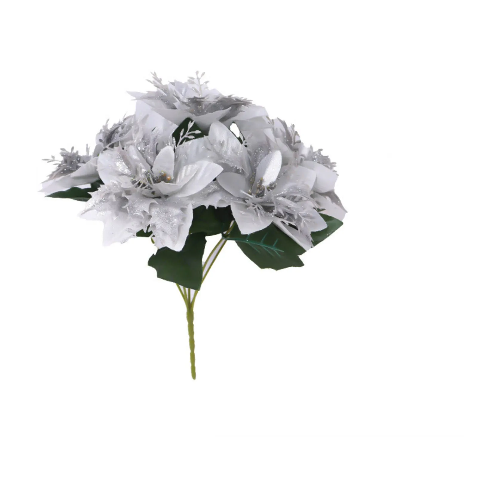 عيد الميلاد باقة البونسيتة الاصطناعية احتفالية أصيص ورد صناعي زخرفة عطلة ديكور داخلي المنزل حفلة عيد الميلاد الديكور #4