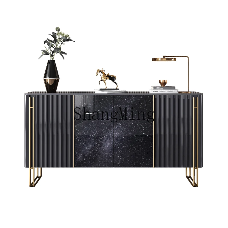 

LXY modern entrance solid wood simple rock slab dining side cabinet entry door living room storage decorative cabinet