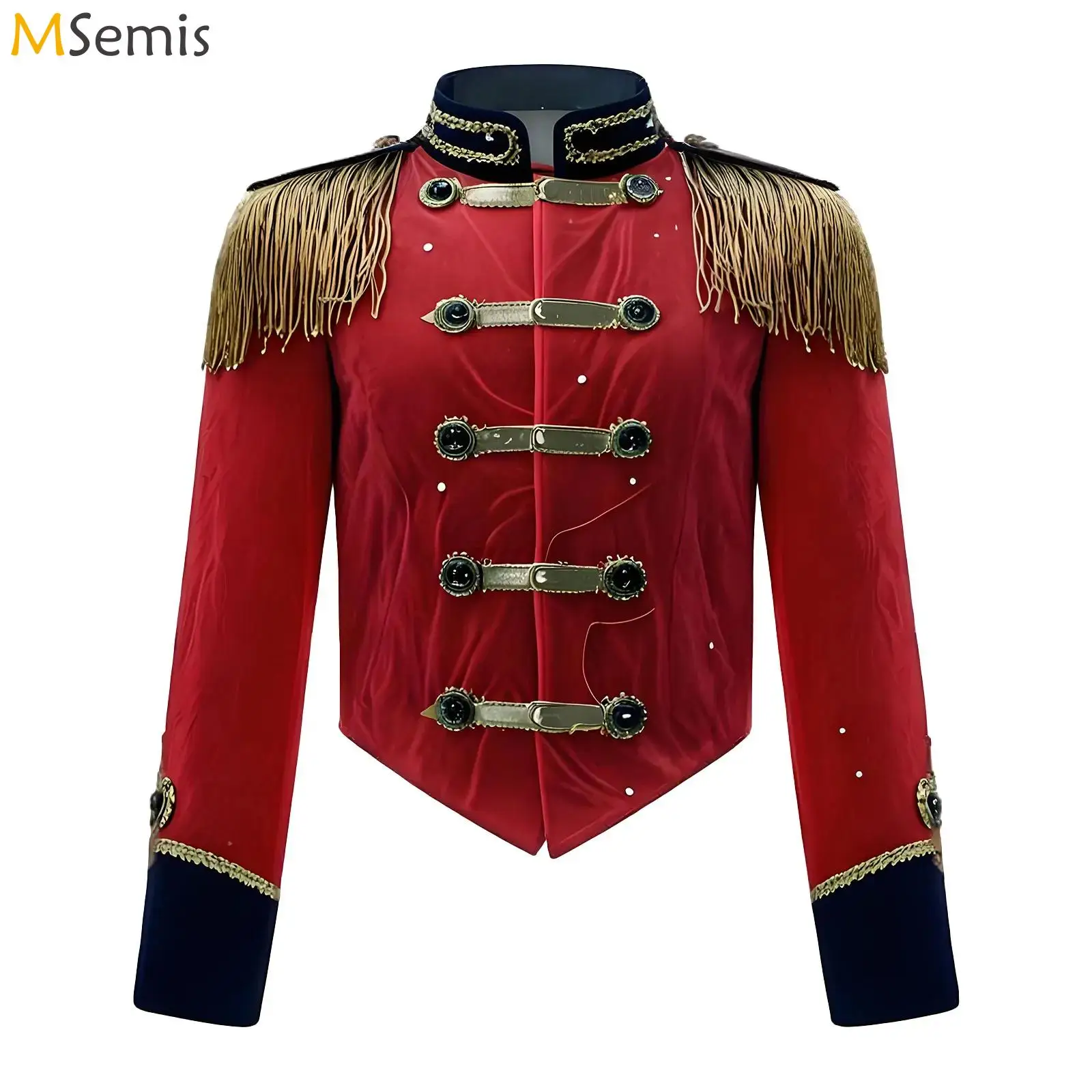 Kids Halloween Circus Ringmaster Cosplay Costume Boys Girls Long Sleeve Fringe Tassel Jacket Nutcrackers Drummer Major Costumes