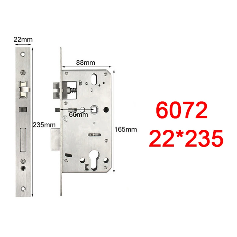 5050 5572 6072 190 220 235*22 Round Corners steel security fingerprint door lock body,Mechanical lock accessories