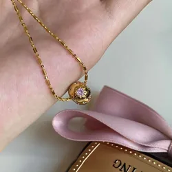 Inspiration Glossy Round Beads Purple Diamond asterism Starry Necklace Pendant Retro Luxury Fashion collar chain Wedding Jewelry