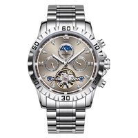 Business Watch Men's Mechanical Watches Waterproof Tourbillon Steel Strap Chronograph Calendar Multifunctional Men's Watches