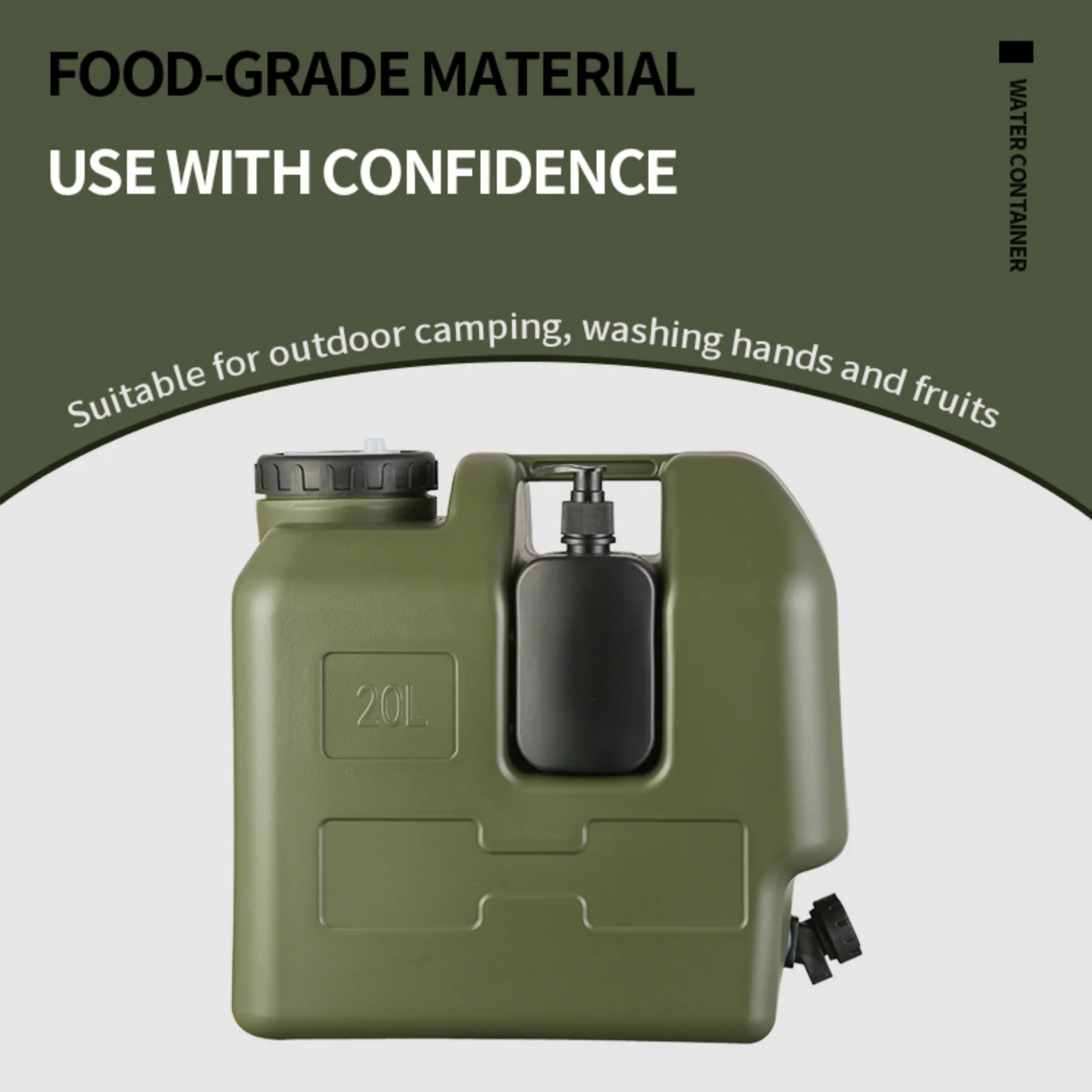 20L Emergency Water Jug Large Capacity Plastic Water Storage Bucket with Spigot & Hand Sanitizer Jar Water Carrier Canister