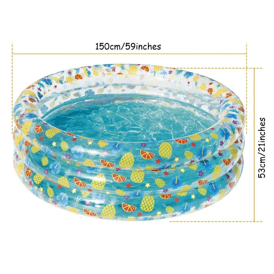 Piscina gonfiabile da 59x21 pollici che esplode la piscina familiare per 3 centrali pieghevoli per piscina con palline