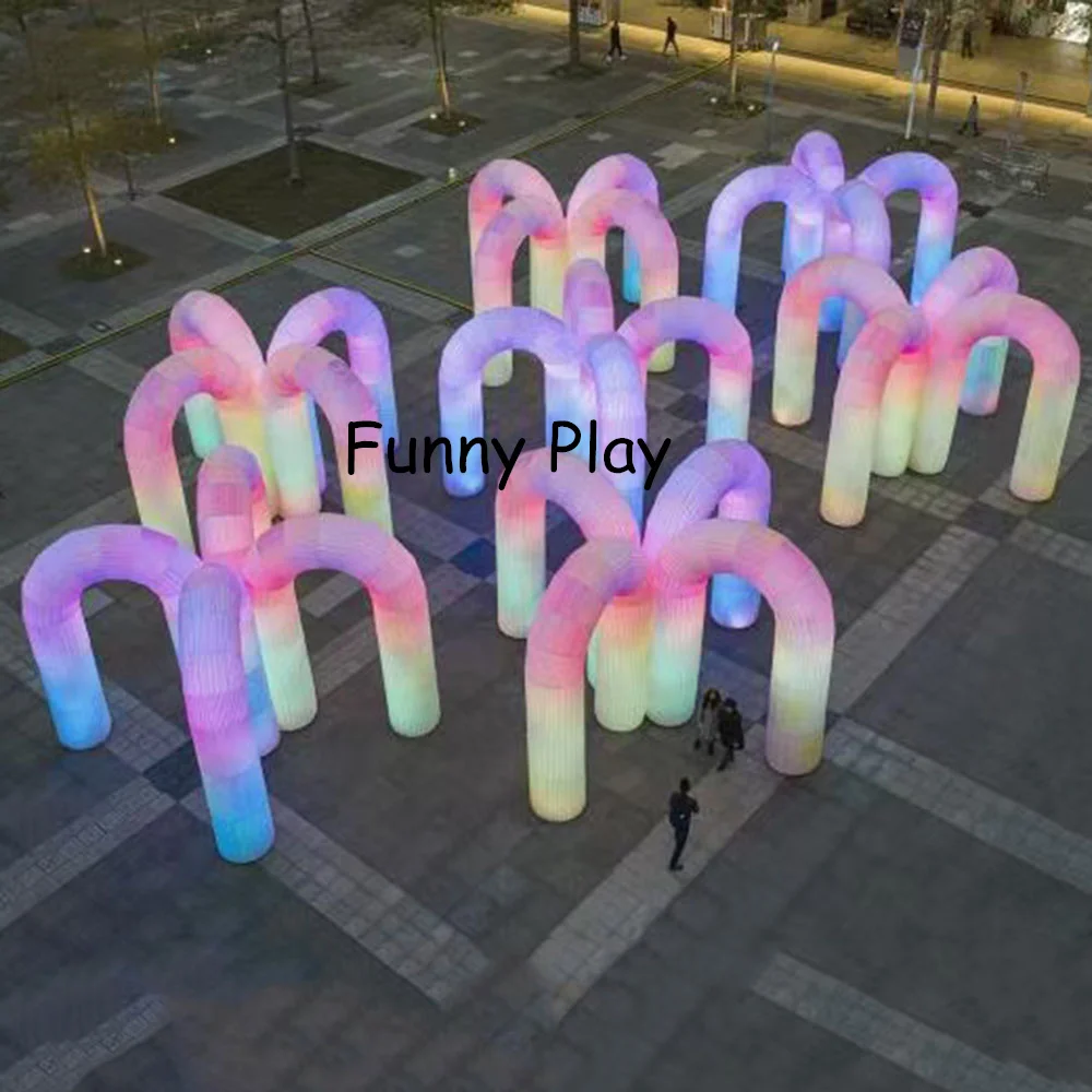 shopping mall decoration inflatable led archway large outdoor christmas light arch for party event