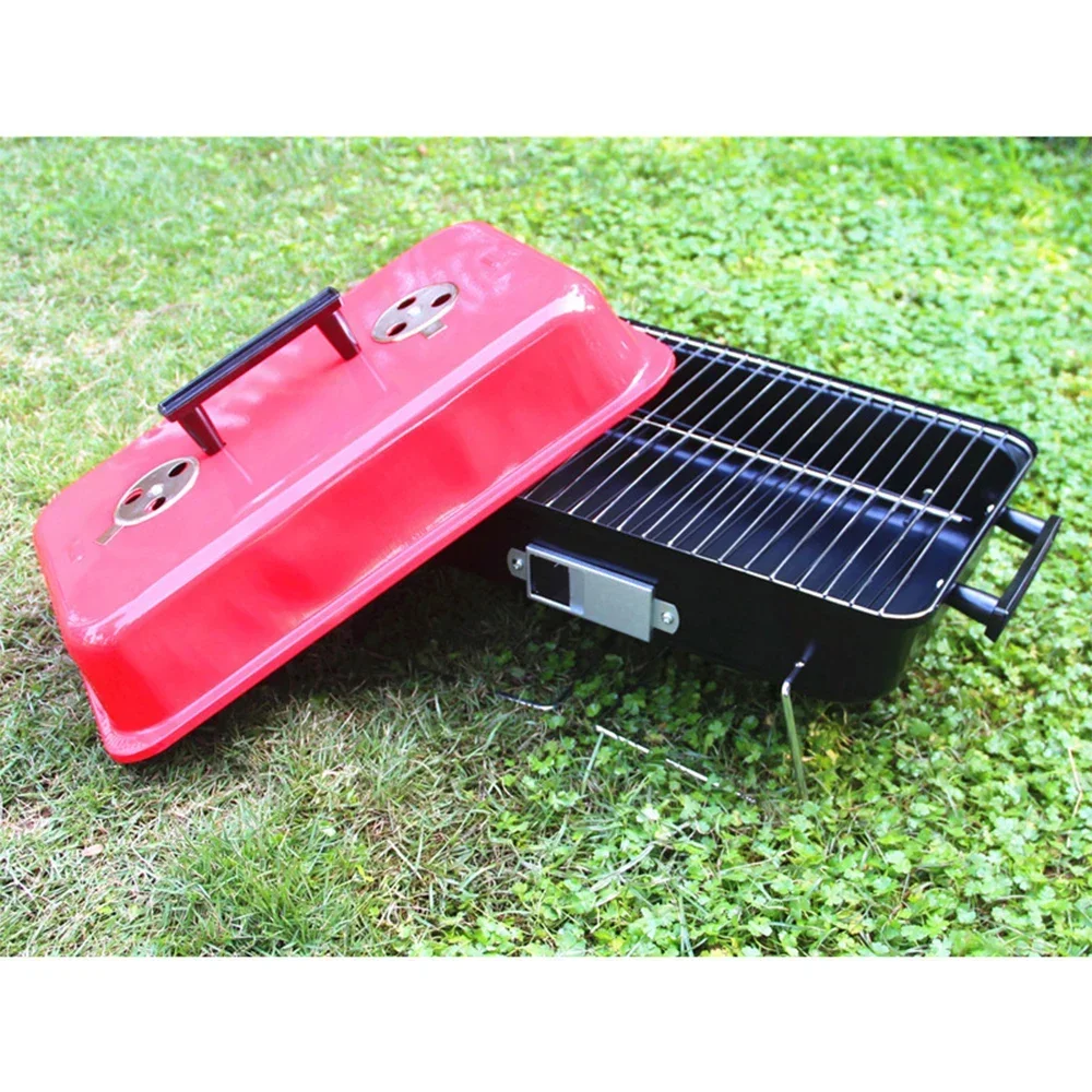 Portable BBQ Rack Portable Home  with Lid Folding Barbecue  Outdoor Metal