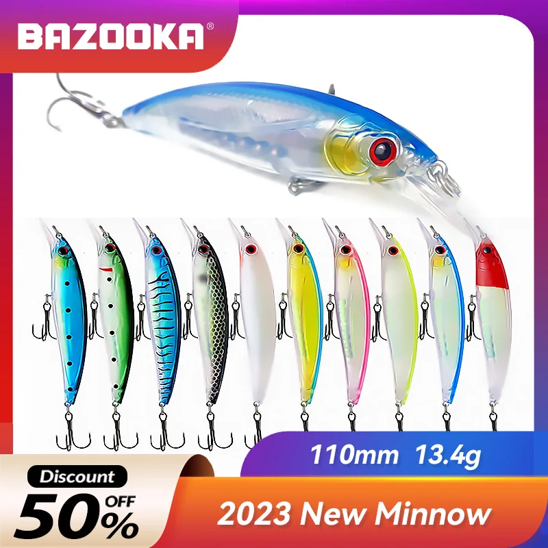 

Bazooka Jerk Bait Minnow Fishing Lure Hard Bait Sinking Carkbait Jig Wobblers Swimbait Quality SP Jig Bass Pike Winter Jerkbait