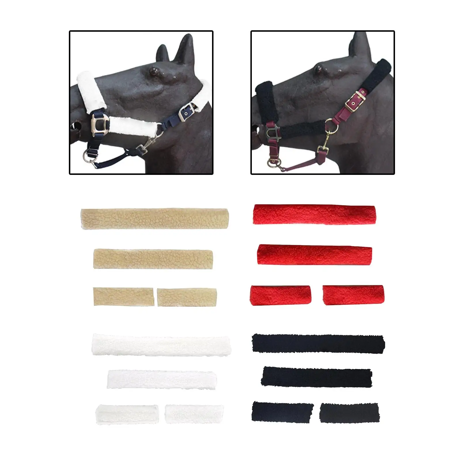 

4 шт., чехлы с лямкой для лошадей, защита, стабильное использование, аксессуары для снастей, уздечка для носа, тренировочный буфер, аксессуары, принадлежности для лошадей