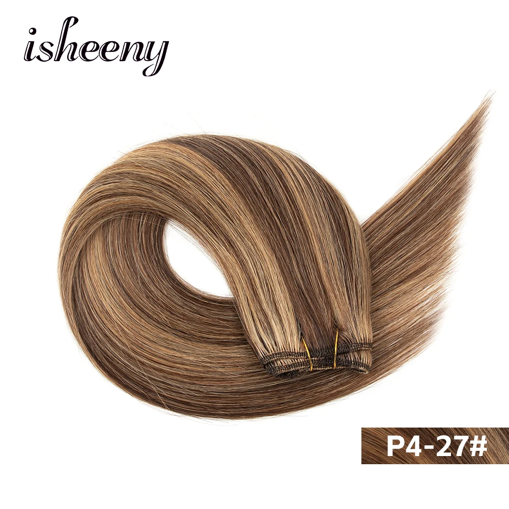 Straight Menselijk Haar Weeft Braziliaanse Remy Human Hair Bundels Naai In Inslag Extensions Straight Blond 100G 12 "-24" Natuurlijke Haar