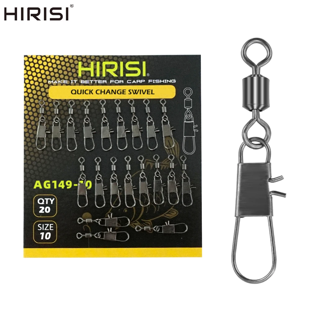 

Hirisi 20pcs Carp Fishing Stainless Steel Snap Connector Fishing Quick Change Swivel Terminal Tackle AG149