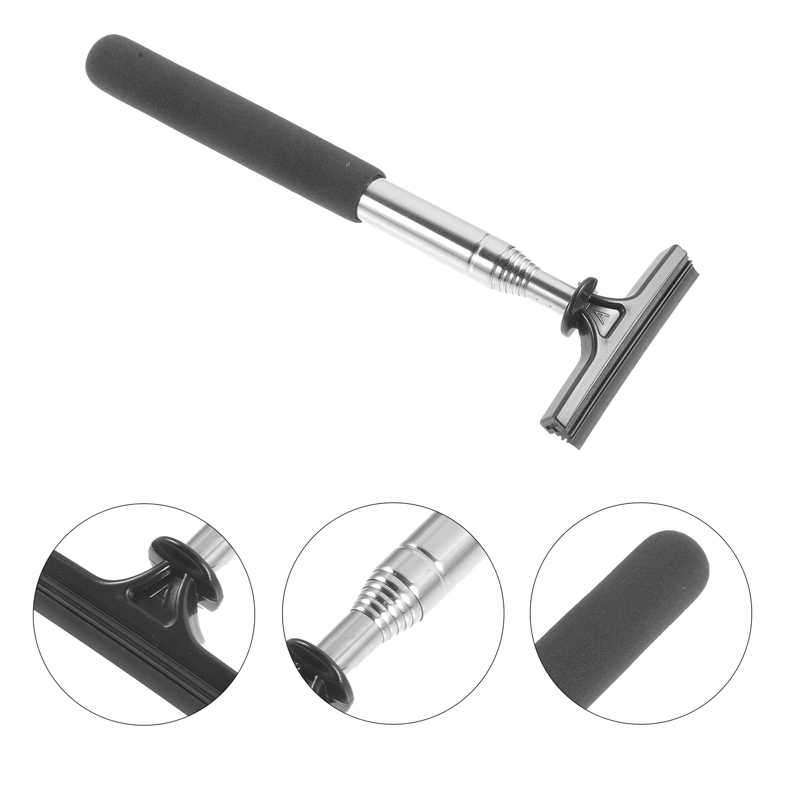 

Telescopic Car Mirror Wiper Squeegee Black Large Window Wiper Head Rubber Strip Water Removal Anti Fog Storage