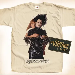 Edward Scissorhands V1 T shirt Tee Natural Vintage Cotton Movie Poster All Sizes