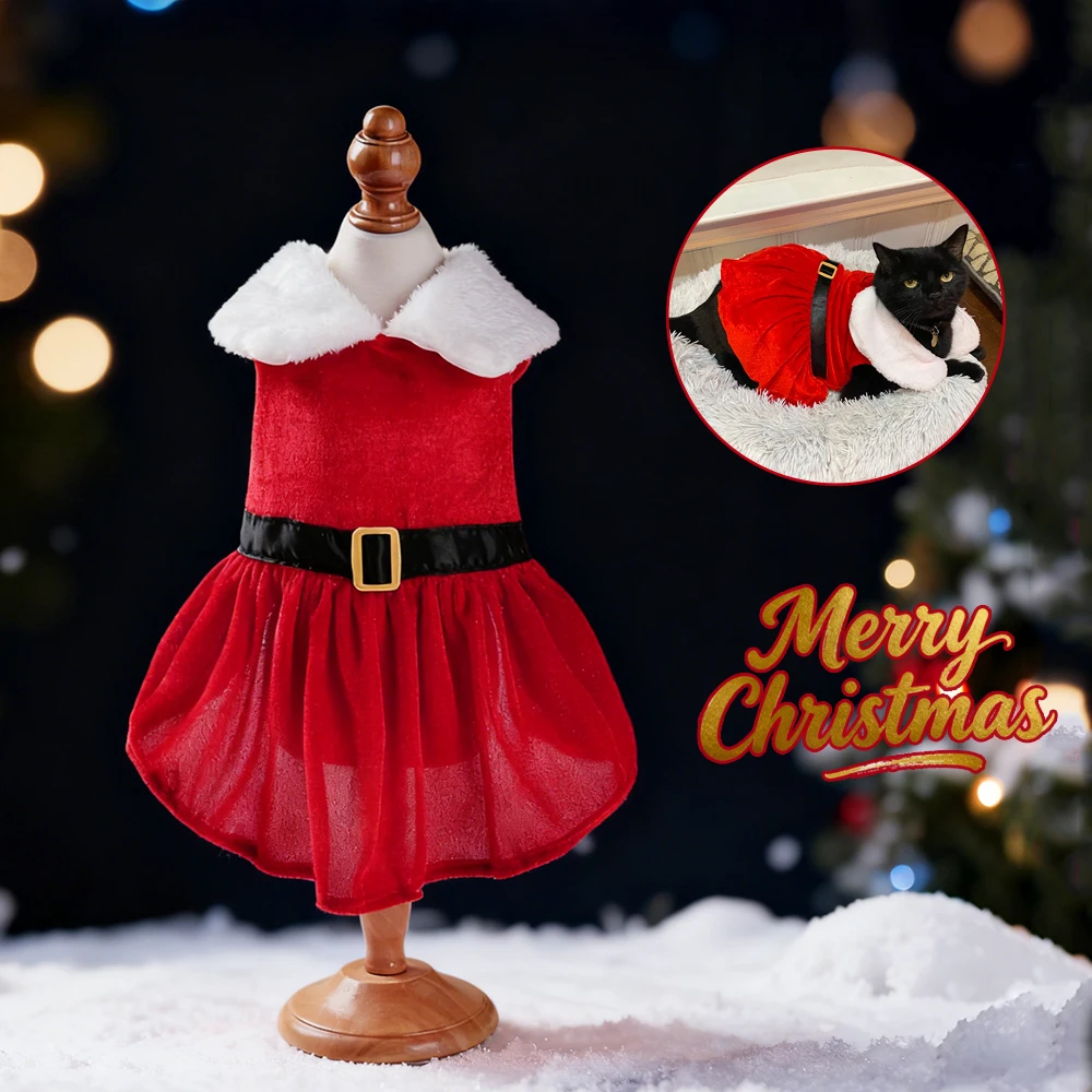 cute santa claus dress Pet Cat Christmas Outfits for Small Medium Cats Dogs Skirt Festival Dress Up Sphynx Costume Party Gifts Red dress Brand:Yes zee BabyToddlerBFCM Orange Bandage Cocktail Dress 36 (91.5cm)