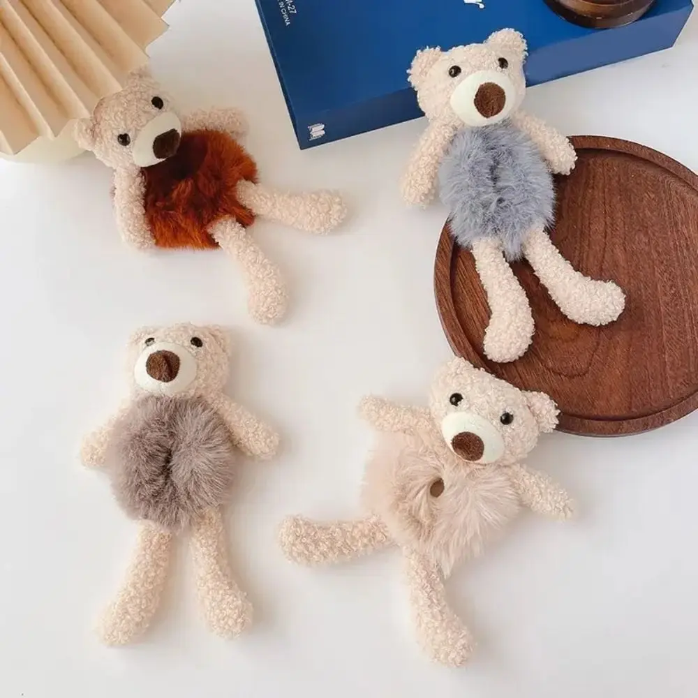 1 шт., прочные милые резинки для волос с медведем для девочек, мягкая резинка для волос из искусственного кроличьего меха, теплая плюшевая веревка для волос, аксессуары для волос