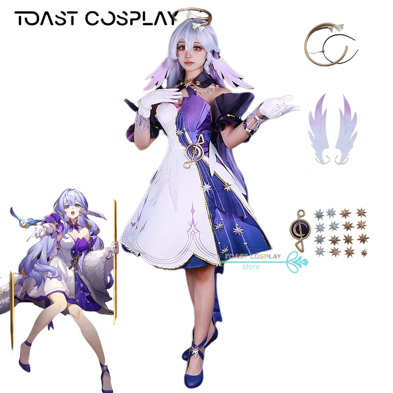 Robin Cosplay Game Honkai Star Rail Robin Cosplay Kostuum 3D Print Jurk Pruik Schoenen Vrouwen Rollenspel Carnaval Party Kleding