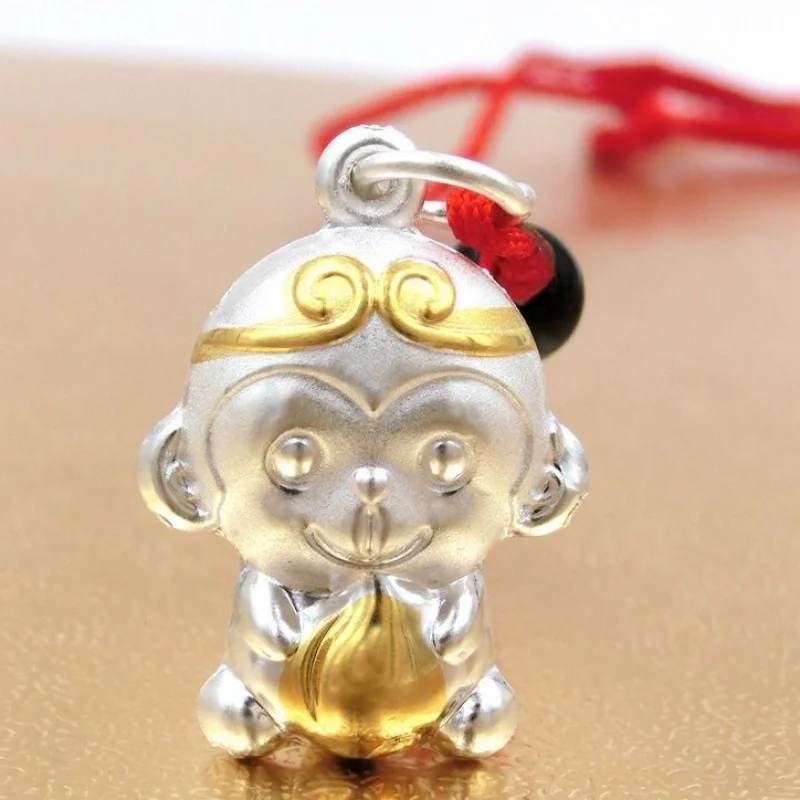 Trendy Zodiac Animal Monkey Pendant Men Jewelry Personality Braide Red Rope Chain Necklace Men Choker Accessories