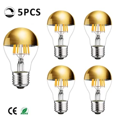Edison A19 Led filament  E27 220V Dimmer Warm White 2700K Golden top Mirror Shadowless Lamp Lights Decorative Lighting For Home