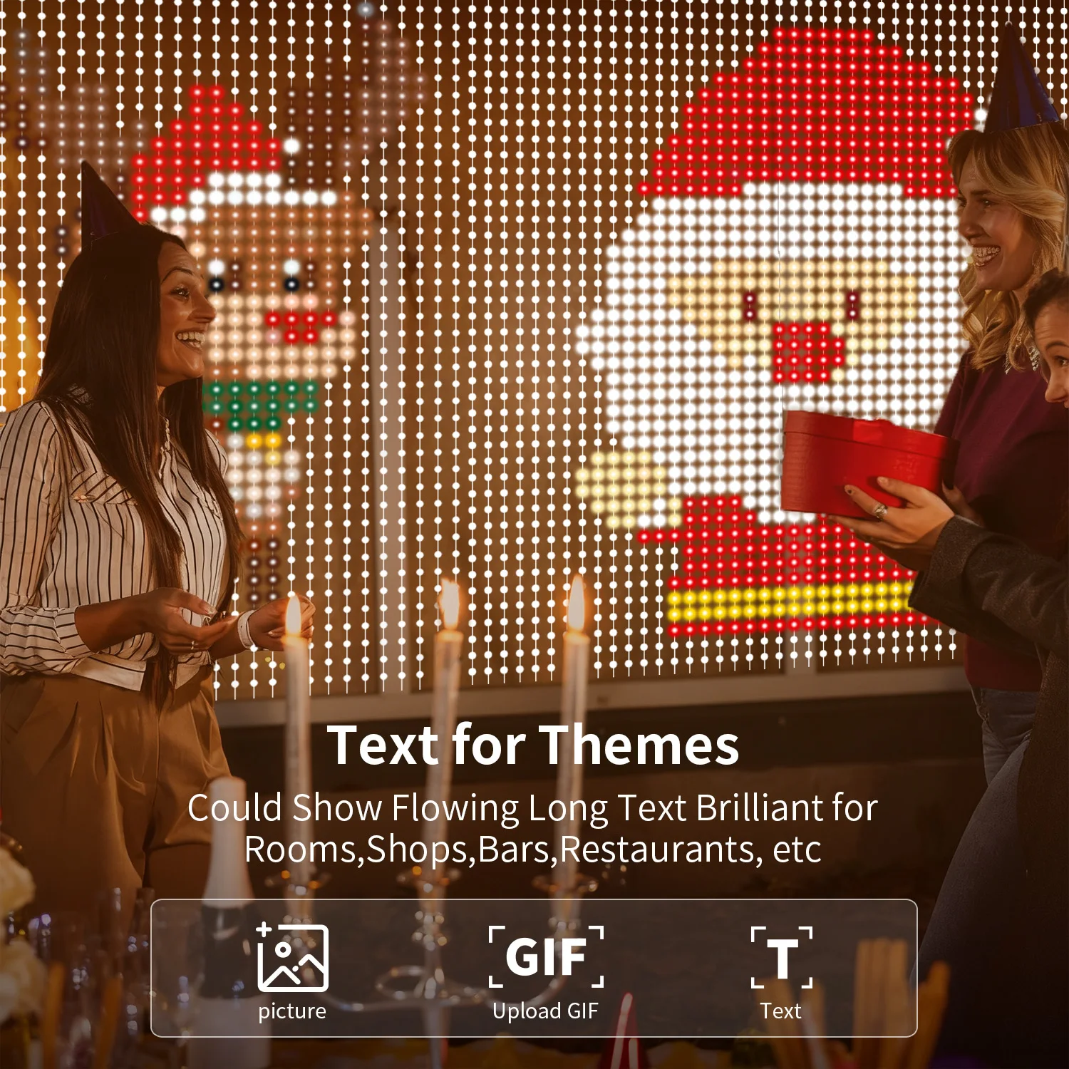 パターンledライト（アプリ制御付き）-400-led、usb給電、音楽同期rgbライト、diyスマートカーテンライト