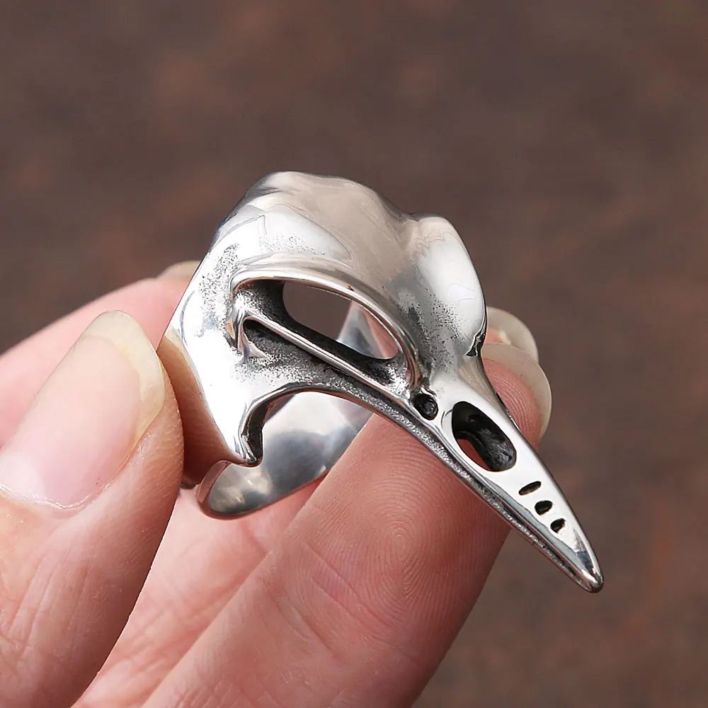 Vintage Gothic Odin Crow Skull Ring For Men Boys Stainless Steel Viking Compass Rings Punk Biker Amulet Jewelry Gift Wholesale