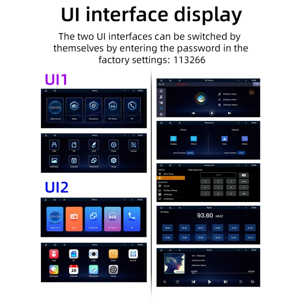 10.26Inch Wireless Carplay & Android Auto Stereo with AHD Backup Camera, Portable Car Radio Bluetooth Mirror