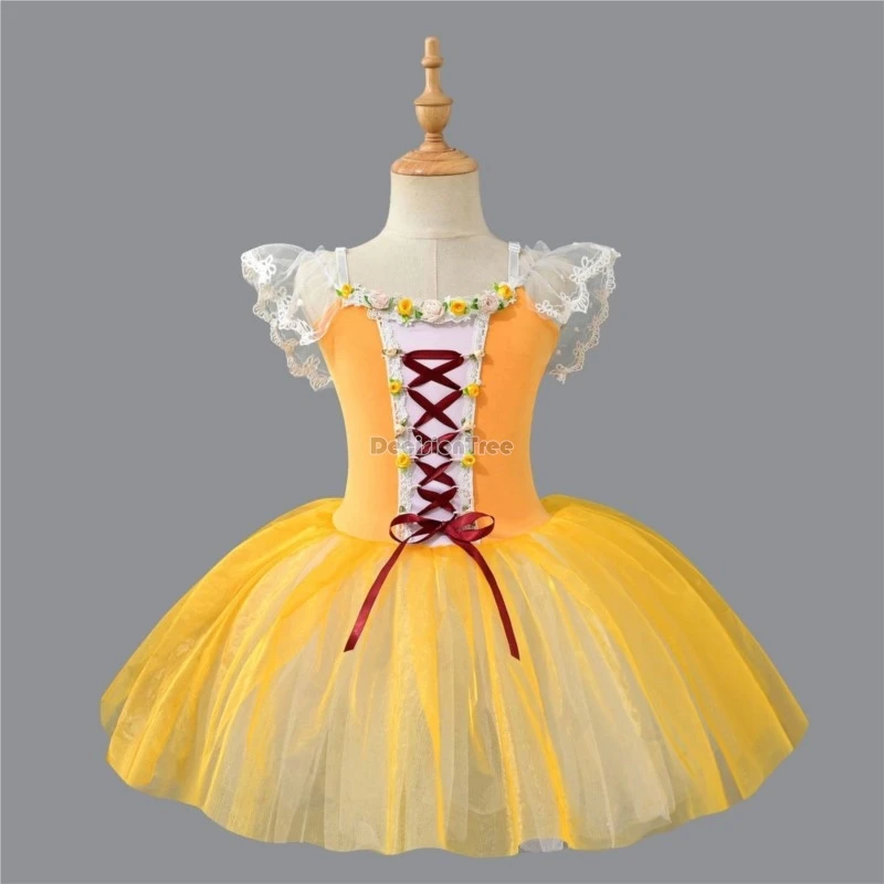 2026 new girls' ballet dance dress performance costume children's long puffy gauze skirt kids' fashion simple princess dress