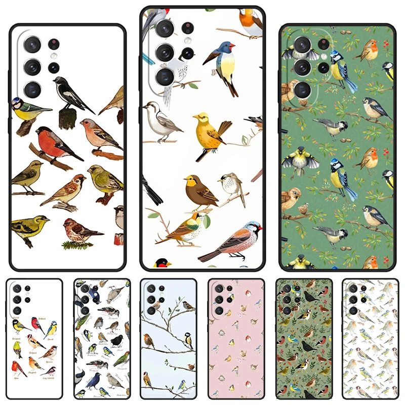 Garden Birds phone case For Samsung Galaxy S24 S23 S22 Ultra Note 10 20 Plus S8 S9 S10 S20 S21 FE Cover