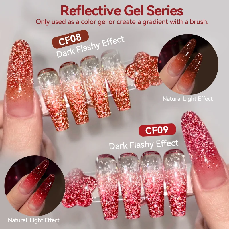 UR SUGAR メタリックシリーズ 4 in 1 パットパットジェルネイルポリッシュ 反射レッドグリッターネイルペイント グラデーションフレンチジェルマニキュア