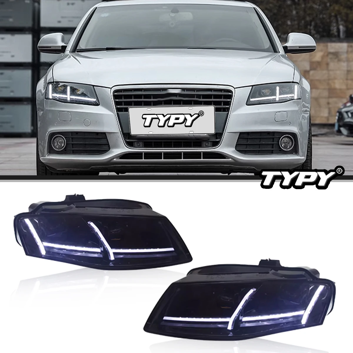 

TYPY Car Headlights For Audi A4 2009-2014 LED Car Lamps Daytime Running Lights Dynamic Turn Signals Car Accessories