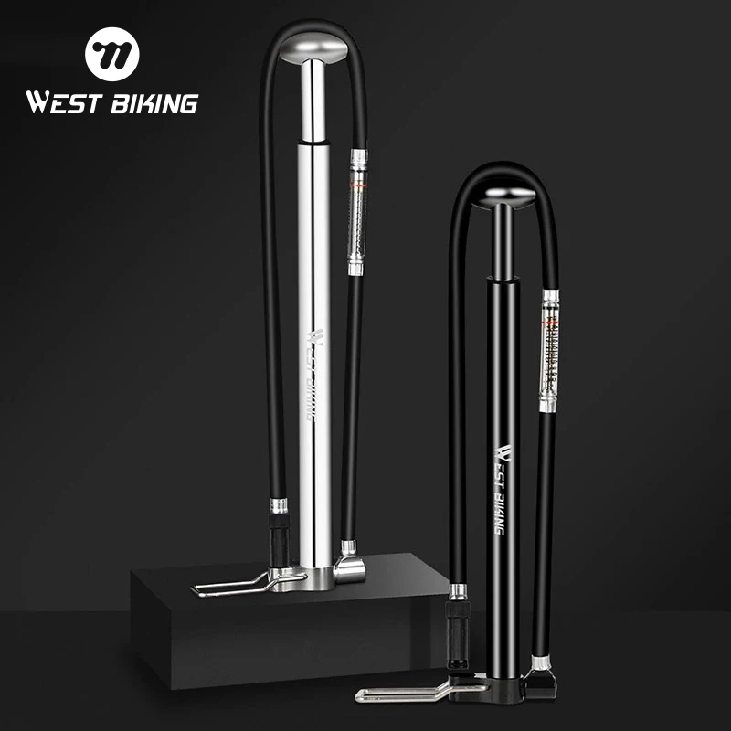 WEST BIKING 160PSI High Pressure Bicycle Pump Cycling Air Inflator MTB Bike Floor Pump With Pressure Gauge AV/FV Bike Tire Pump