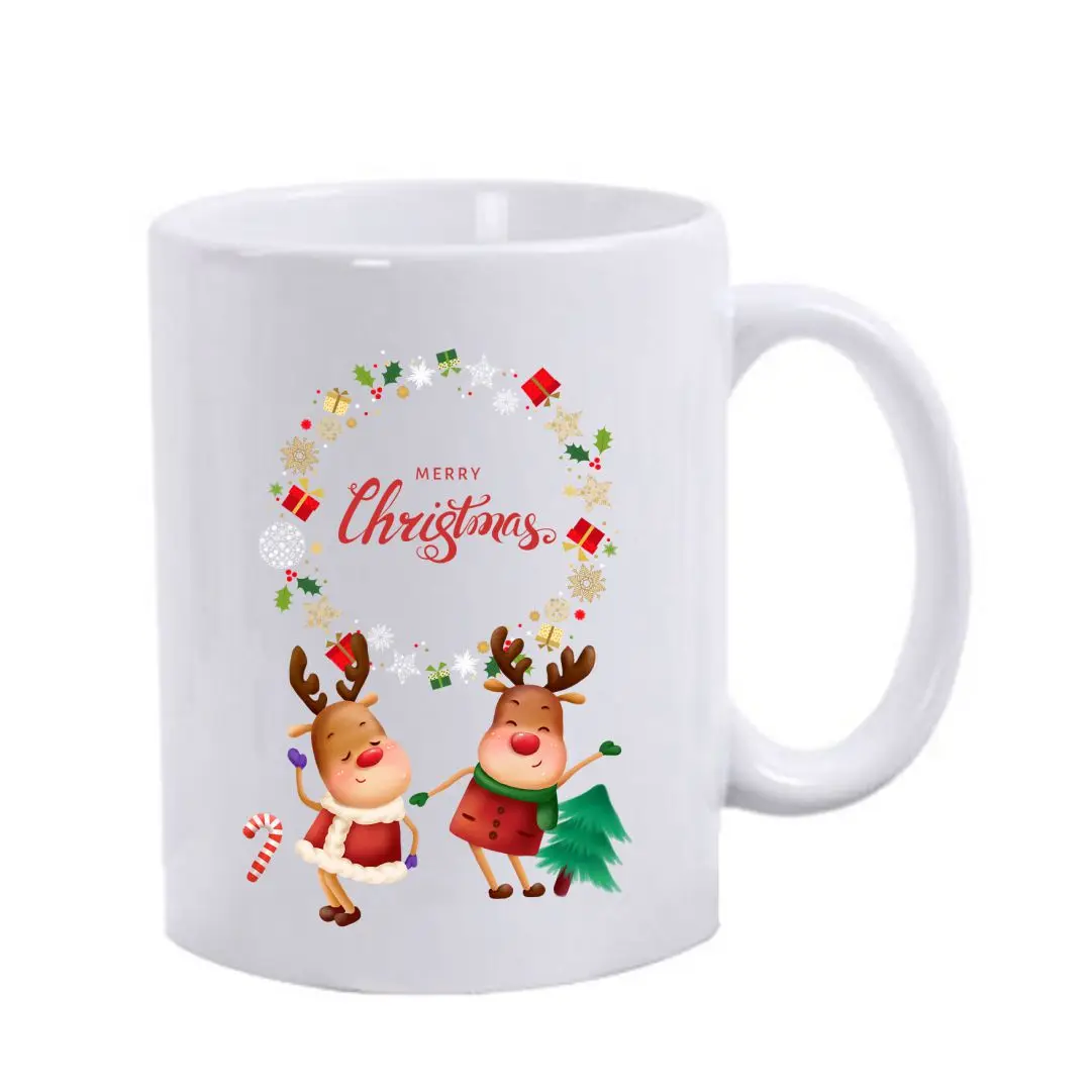 Imagem -04 - Cerâmica Christmas Coffee Mug For Kids Sublimação Vacation Design Barato 11 oz Vermelho Branco Logotipo Personalizado Bulk 2023