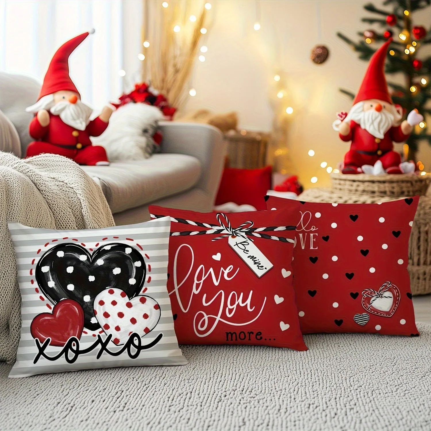 

Наволочка с игривым сердечком ко Дню святого Валентина: красный и черный узор с цитатой «Любовь тебе», чехол для подушки для милого дивана, спальни, домашнего декора