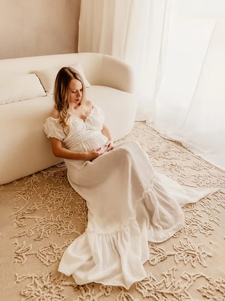 

Платье для беременных с открытыми плечами в стиле бохо, льняное платье макси для фотосессии, наряд для беременных в деревенском лесном стиле, наряд для детского душа, дружелюбный