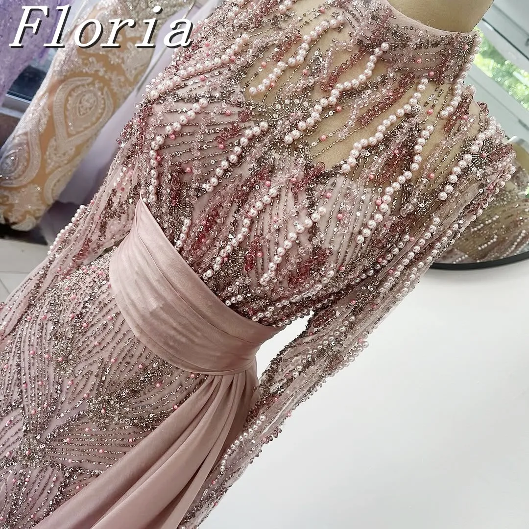 คริสตัลหรูหราชุดราตรี Heavy ลูกปัดหมั้นพิเศษ Party Robe De Soiree คริสตัลที่กําหนดเอง