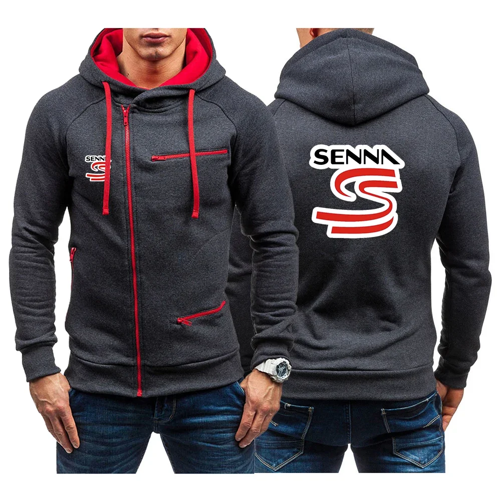 

2024 New Men's Printing Ayrton Senna Fashion Spring Autumn Hoodies Casual Solid Long Sleeve Slim Wild Zipper Sweatshirt Coat