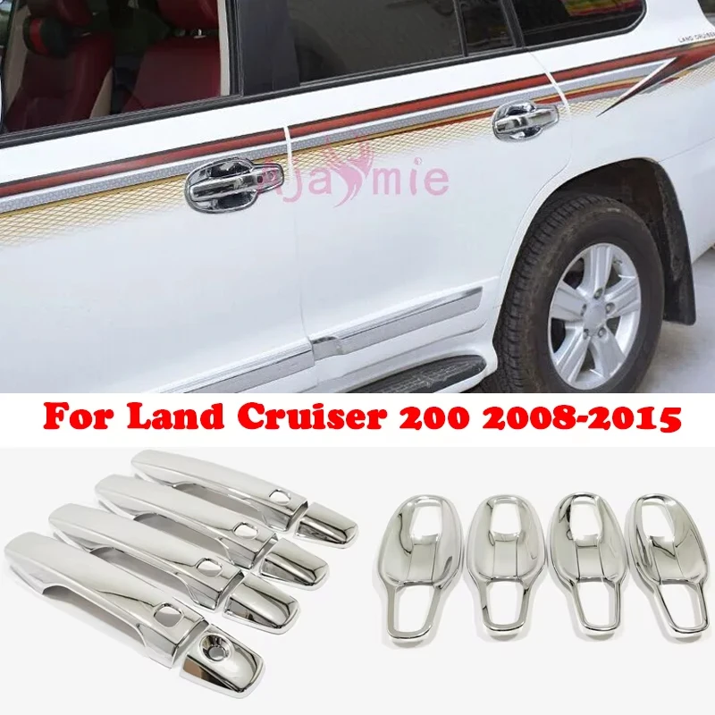 

For Toyota Land Cruiser 200 2008-2015 Door Handle Bowl Cover and Bowl Trim Overlay Panel Frame Chrome Car-Styling Accessories