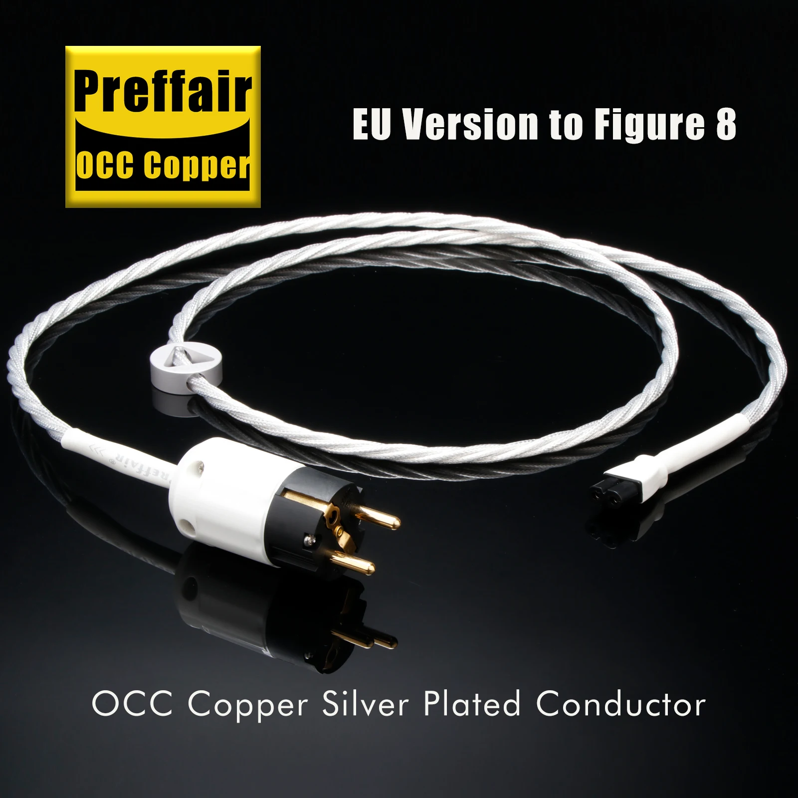 Preffair 7NOCC Copper Audiophile audio power Scopper 12awg power cable with gold plated and an mini8-shaped tail connector