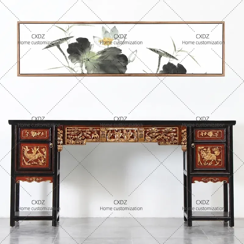 Antique Solid Wood Carving Furniture Ming and Qing Dynasty Style Classical Chinese Home Decor Ornament Handcrafted Art Piece