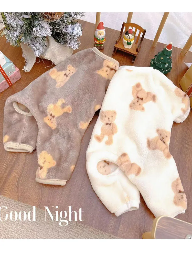 Hundekleidung Winter Fleece Schlafanzug Overall Haustierkleidung Welpenanzug für kleine Hunde Chiwawa York Haustier-Bodysuit Kleidung XS – Detail 1